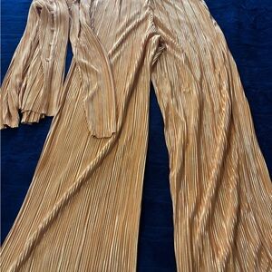 Elegant Gold Pleated 2 piece set